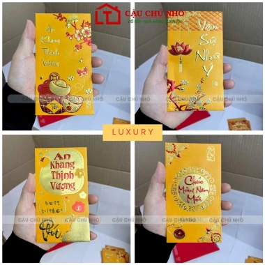 Set 60 Lì Xì Nhung Vàng Sang Trọng - Bao Lì Xì Tết 2.026 Cao Cấp In Chữ Kim Cậu Chủ Nhỏ, Giá chỉ 35.000 VND