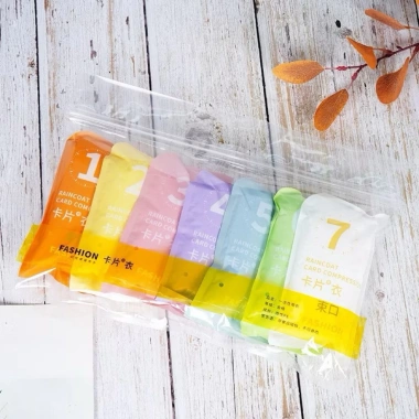 Set 7 Áo Mưa Dạng Nén Mini Có Mũ Trùm Nhiều Màu, Gọn Nhẹ, Tiện Lợi Khi Di Chuyển