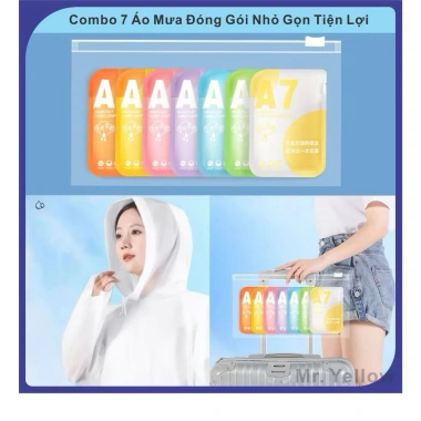 Set 7 Áo Mưa Dạng Nén Mini Có Mũ Trùm Nhiều Màu, Gọn Nhẹ, Tiện Lợi Khi Di Chuyển