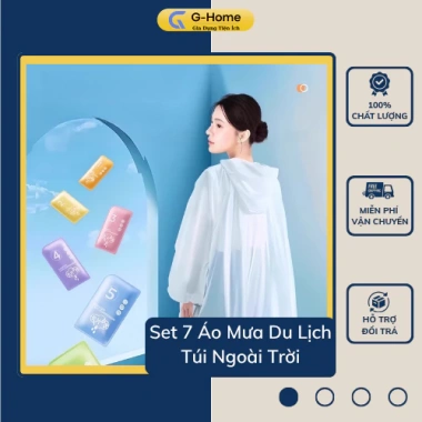 Set 7 áo mưa du lịch cắm trại, chống thấm dùng một lần, túi ngoài trời - 65.000 VND