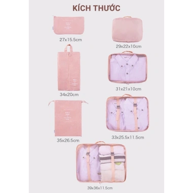 Set 7 túi đựng đồ du lịch đa năng, phân loại tiện lợi - Giá ưu đãi 155k 5