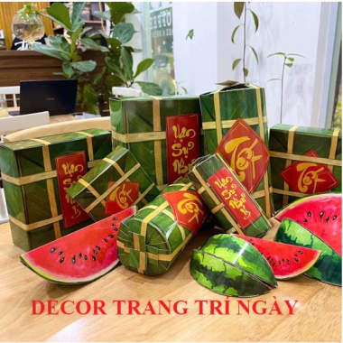 Set 9 Đồ Decor Tết Giấy Bánh Chưng, Bánh Tét, Dưa Hấu 2.026 - Giá chỉ 32.000₫