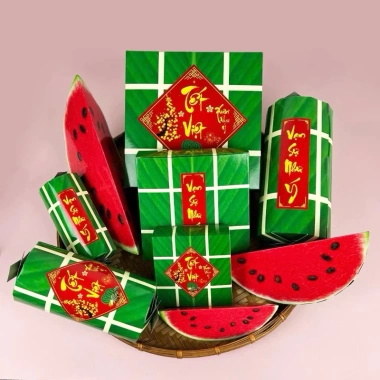 Set 9 Đồ Decor Tết Giấy Bánh Chưng, Bánh Tét, Dưa Hấu 2.026 - Giá chỉ 32.000₫