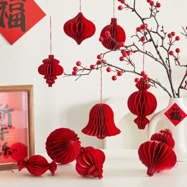 Set 9 quả Đèn Lồng Giấy Đỏ Treo Tết - Trang trí Noel Lễ hội, Giá ưu đãi 69.500