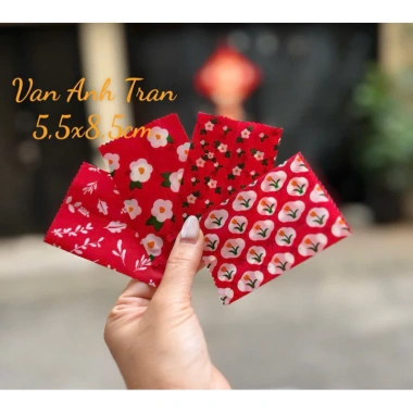 Set 95-100 vỏ túi bánh nhỏ 5,5x8,5cm hoa đỏ Tết - Túi mù, chỉ 24.000đ