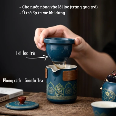 Set ấm trà gốm sứ Gongfu cao cấp phong cách cổ điển, kèm cặp da sang trọng – 180.000₫ 6