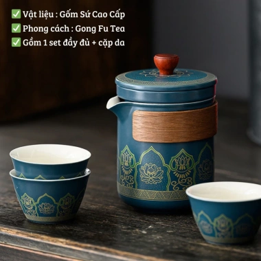 Set ấm trà gốm sứ Gongfu cao cấp phong cách cổ điển, kèm cặp da sang trọng – 180.000₫ 7