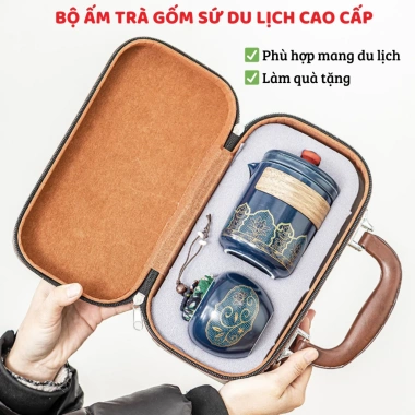 Set ấm trà gốm sứ Gongfu cao cấp phong cách cổ điển, kèm cặp da sang trọng – 180.000₫ 9
