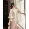 Set Áo Cách Tân Voan Be Thêu Nơ Thanh Yến, Quần Lụa Hồng - Đi Tết 2.026 Giá 325k 2