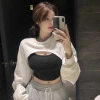 Set áo CRT khoét ngực ôm body + quần jogger ống rộng unisex ulzzang, chỉ 24.000đ 8