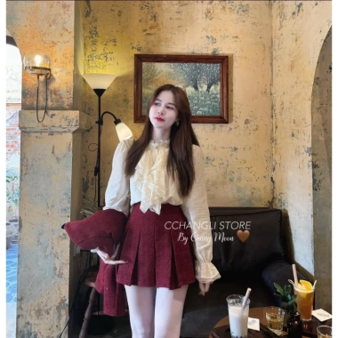 Sét Áo Dạ Tweed Nhung Mix – Chân váy Xếp Ly + Quần, Đẹp Dành Tết Noel, Giá 265k 6 Sét Áo Dạ Tweed Nhung Mix – Chân váy Xếp Ly + Quần, Đẹp Dành Tết Noel, Giá 265k 6