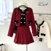 Sét Áo Dạ Tweed Nhung Mix – Chân váy Xếp Ly + Quần, Đẹp Dành Tết Noel, Giá 265k 7