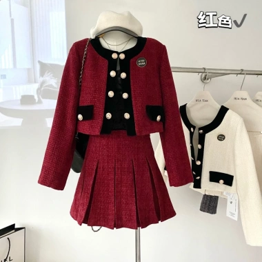 Sét Áo Dạ Tweed Nhung Mix – Chân váy Xếp Ly + Quần, Đẹp Dành Tết Noel, Giá 265k 7 Sét Áo Dạ Tweed Nhung Mix – Chân váy Xếp Ly + Quần, Đẹp Dành Tết Noel, Giá 265k 7