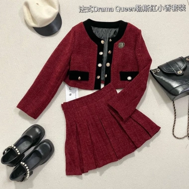 Sét Áo Dạ Tweed Nhung Mix – Chân váy Xếp Ly + Quần, Đẹp Dành Tết Noel, Giá 265k