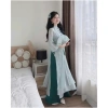 Set áo dài cách tân Du Xuân 2.024 - áo tơ hoa cao cấp đính nơ tàu dọc, quần tuyết nhung suông dài, giảm giá 232k 3