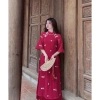 Sét áo dài cách tân du xuân đỏ hiện đại tơ in hoa tay lỡ nơ cổ trụ và quần dài lụa mango 188.005 VND 6