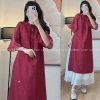 Set Áo dài cách tân nữ S.213 tay lỡ cúc ngọc cổ tròn nơ buộc dịu dàng - 155.000₫ 5