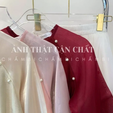 Set Áo dài cách tân nữ S.213 tay lỡ cúc ngọc cổ tròn nơ buộc dịu dàng - 155.000₫ 8