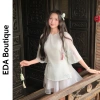 Set Áo Dài Cách Tân Tết 2.026 Bigsize + Dây – Đính Nút Tơ Thêu Hoa, Chân Váy Bóng Kính Xinh, 165k 7