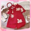 Set áo dài cách tân Xuân Lan cúc tầu hoa thêu 3 màu và bờm cho bé gái lễ tết 179.900 VND 7