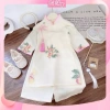 Set áo dài cách tân Xuân Lan cúc tầu hoa thêu 3 màu và bờm cho bé gái lễ tết 179.900 VND 8