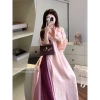 Set áo dài gấm 4 tà 3 màu Lannie đính hoa full gấm rêu hồng đỏ Giá ưu đãi 660.000₫ 5