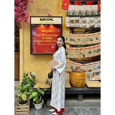 Set áo dài kèm quần lụa cạp chun đa size XS-7XL Giá chỉ 450.000 VNĐ BEMAMS 7