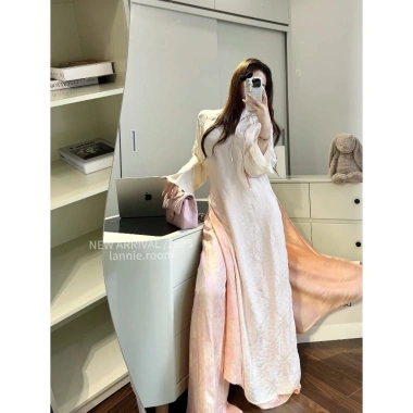 Set áo dài lụa 4 tà mix quần suông lụa cam cao cấp chuẩn loại 1 - Giá ưu đãi 550.000₫ 2