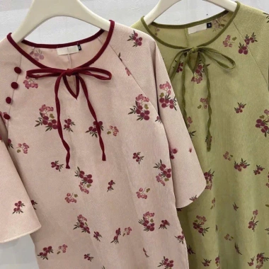 Set áo dài nhung bigsize tăm thêu hoa nhỏ xinh + quần lụa suông đỏ, giá ưu đãi 430.000đ 4