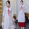 Set áo dài ren bigsize dáng suông tà xẻ cổ tròn đỏ + quần đỏ - Mặc Tết 340.000₫ 6