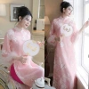 Set áo dài ren bigsize dáng suông tà xẻ cổ tròn đỏ + quần đỏ - Mặc Tết 340.000₫ 8