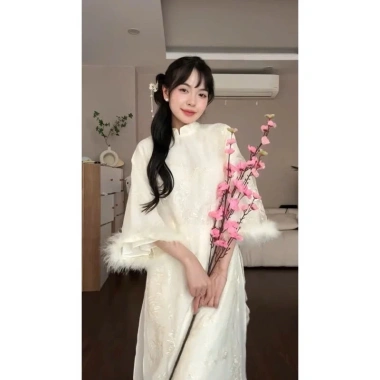 Set áo dài Tết 2.025 tay lông thiết kế pháo tay lông siêu hot, giá 118.800đ giảm sâu 6 Set áo dài Tết 2.025 tay lông thiết kế pháo tay lông siêu hot, giá 118.800đ giảm sâu 6