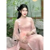 Set áo dài Tết sang trọng chất tơ, cổ tròn thêu, tay lỡ, quần latin maxi dài siêu xinh, Giá ưu đãi 189.150 VND 4