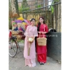 Set áo dài Tết sang trọng chất tơ, cổ tròn thêu, tay lỡ, quần latin maxi dài siêu xinh, Giá ưu đãi 189.150 VND 8