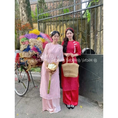 Set áo dài Tết sang trọng chất tơ, cổ tròn thêu, tay lỡ, quần latin maxi dài siêu xinh, Giá ưu đãi 189.150 VND 8