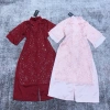 Sét áo dài thêu hoa kimsa bling + quần lụa xuông đón Tết bé 20-48kg Giá 285k 9