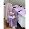 Set áo dài tím nhạt viền hoa và quần lụa suông hồng - Lanie Room Giá ưu đãi 680k 3