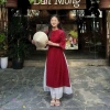 Set áo dài vải tơ hai lớp cao cấp cổ tròn cột nơ đính ngọc tay lở và quần tuyết nhung - Giá chỉ 179k 7