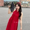Set Áo Dài Yếm và Quần GAGO Cách Tân 2.026 Vải Đũi Vân May Đỏ Tết Size S‑L Bigsize 6