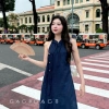 Set Áo Dài Yếm và Quần GAGO Cách Tân 2.026 Vải Đũi Vân May Đỏ Tết Size S‑L Bigsize 8