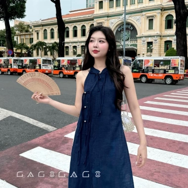 Set Áo Dài Yếm và Quần GAGO Cách Tân 2.026 Vải Đũi Vân May Đỏ Tết Size S‑L Bigsize 8