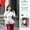 Set áo gấm Tết cổ trụ phối nút và quần ống suông Sỉ Hải Chuyền Se99 - Giá ưu đãi 259k