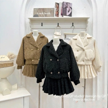 Set áo khoác váy dạ tweed xoè Peplum Hàn Quốc, giữ form, mặc Tết - Giá 489k 8 Set áo khoác váy dạ tweed xoè Peplum Hàn Quốc, giữ form, mặc Tết - Giá 489k 8