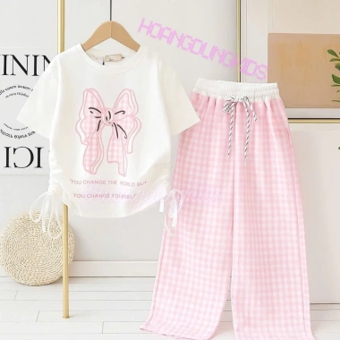 Set áo rút eo và quần xuông bé gái 9-42kg, chất mềm mịn, thấm hút mồ hôi, giá ưu đãi 76.686 VND 9