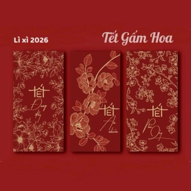 Set Bao Lì Xì Tết 2.026 Gấm Hoa Phong Cách Truyền Thống Sang Trọng Giá ưu đãi 18.500 VND