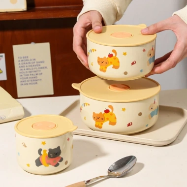Set bát quà tặng 3 bát sứ cute mèo đen trong hộp, giá ưu đãi 139k sinh nhật 8