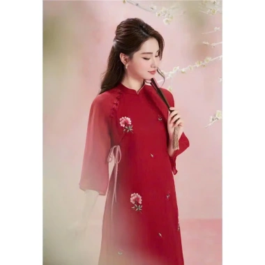 Sét Bộ Áo Dài Tết Gấm Lụa BY2.224 Họa Tiết Hoa Nổi Size To Giá 399.000 3