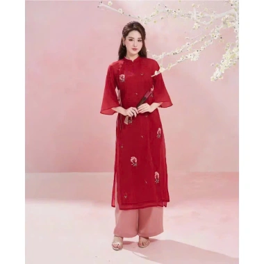 Sét Bộ Áo Dài Tết Gấm Lụa BY2.224 Họa Tiết Hoa Nổi Size To Giá 399.000 4