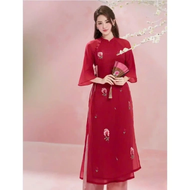 Sét Bộ Áo Dài Tết Gấm Lụa BY2.224 Họa Tiết Hoa Nổi Size To Giá 399.000 5