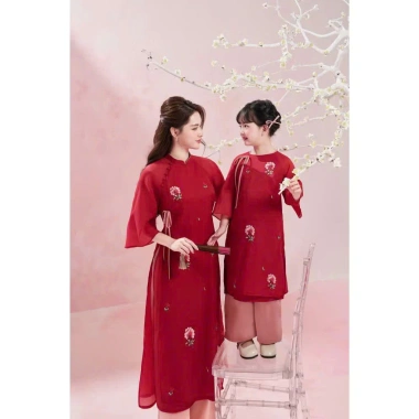 Sét Bộ Áo Dài Tết Gấm Lụa BY2.224 Họa Tiết Hoa Nổi Size To Giá 399.000 7